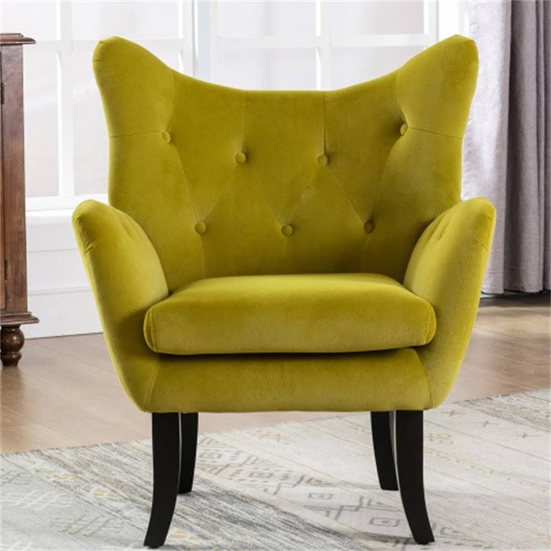 Velvet Accent Chair Armchair with Wooden Legs C25238