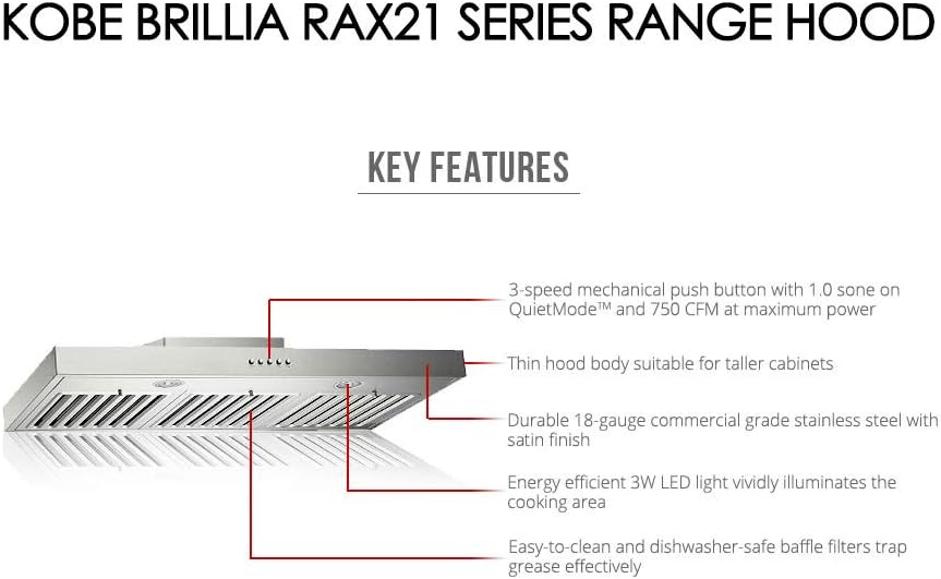 36-inch Under Cabinet Range Hood, 3-Speed, 750 CFM, Baffle Filters P143