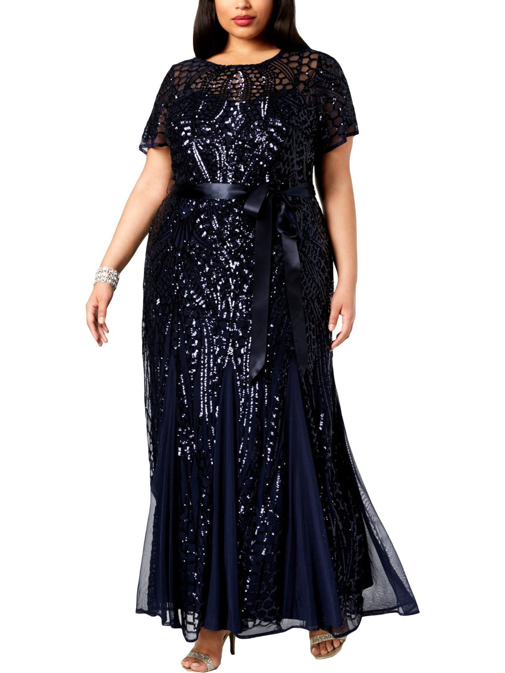 Womens Plus Formal Sequined Evening Dress J849645