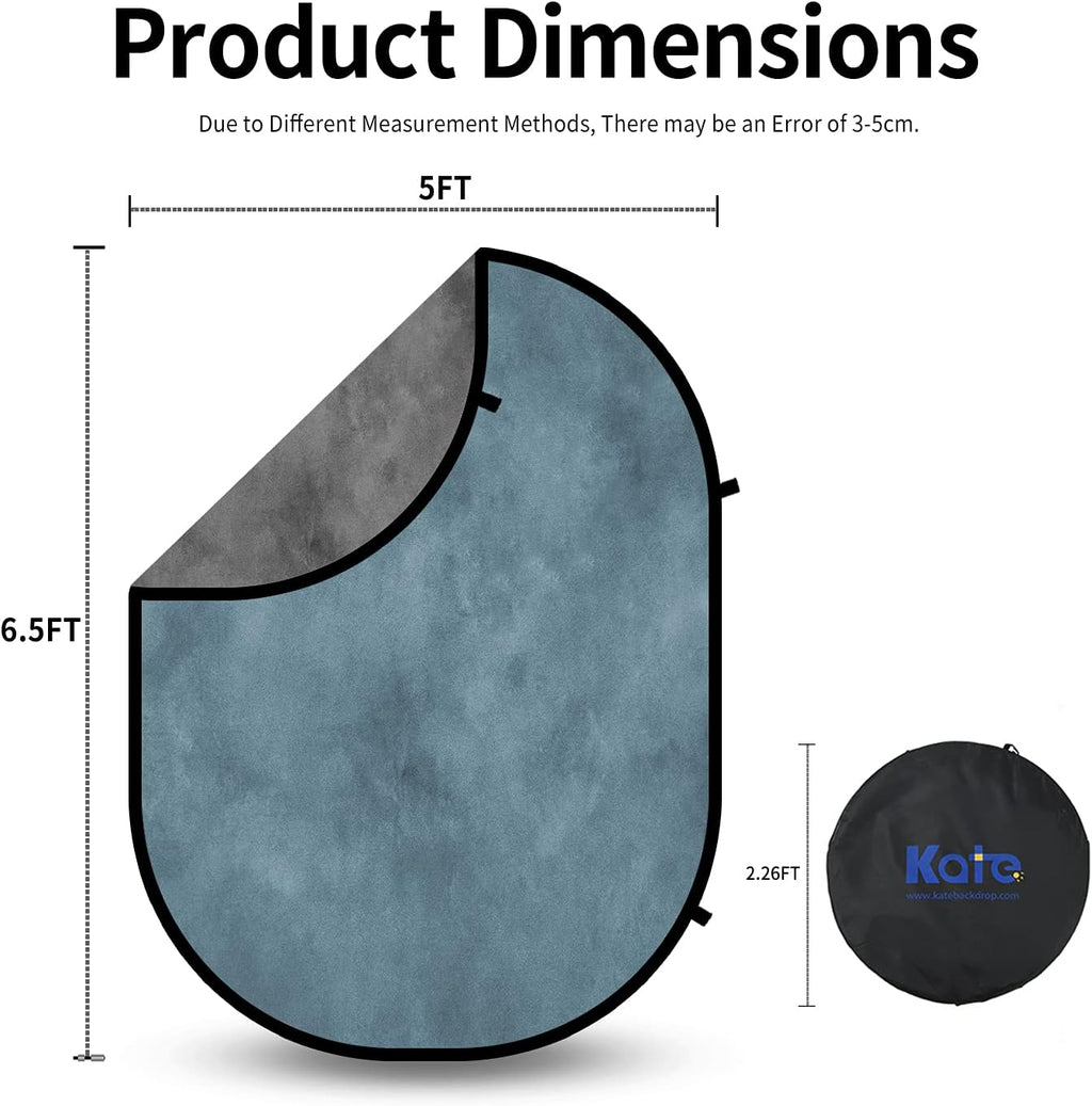 Collapsible Pop-up Photo Backdrop Grey Teal 5x6.5ft K72359