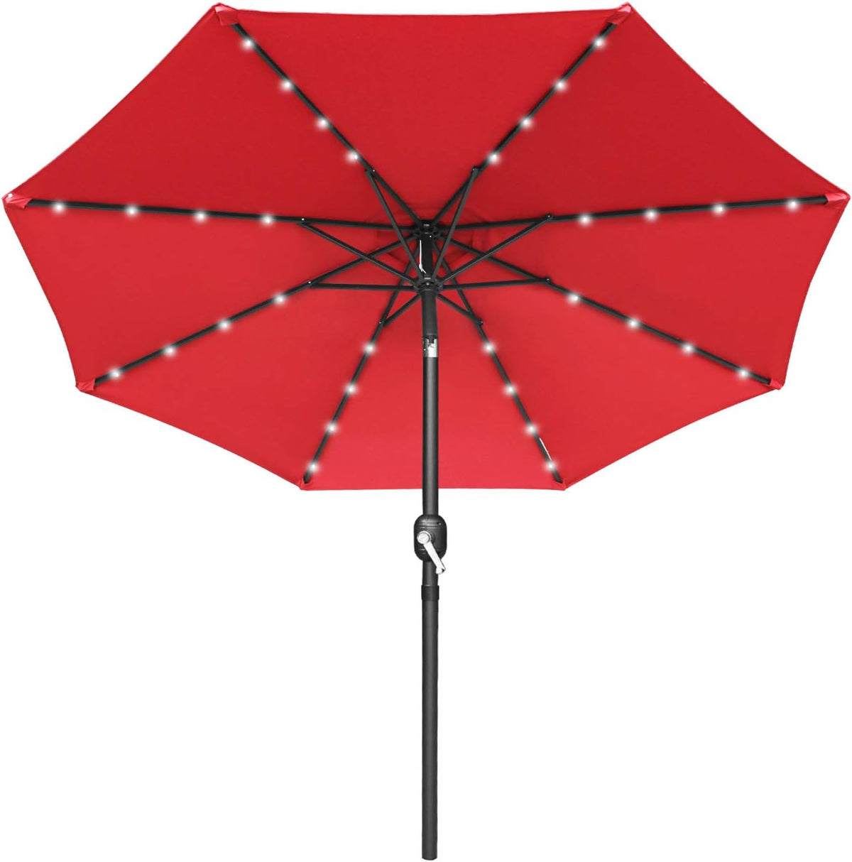 7.5ft Khaki Patio Umbrella with 32 Solar LED Lights O72934