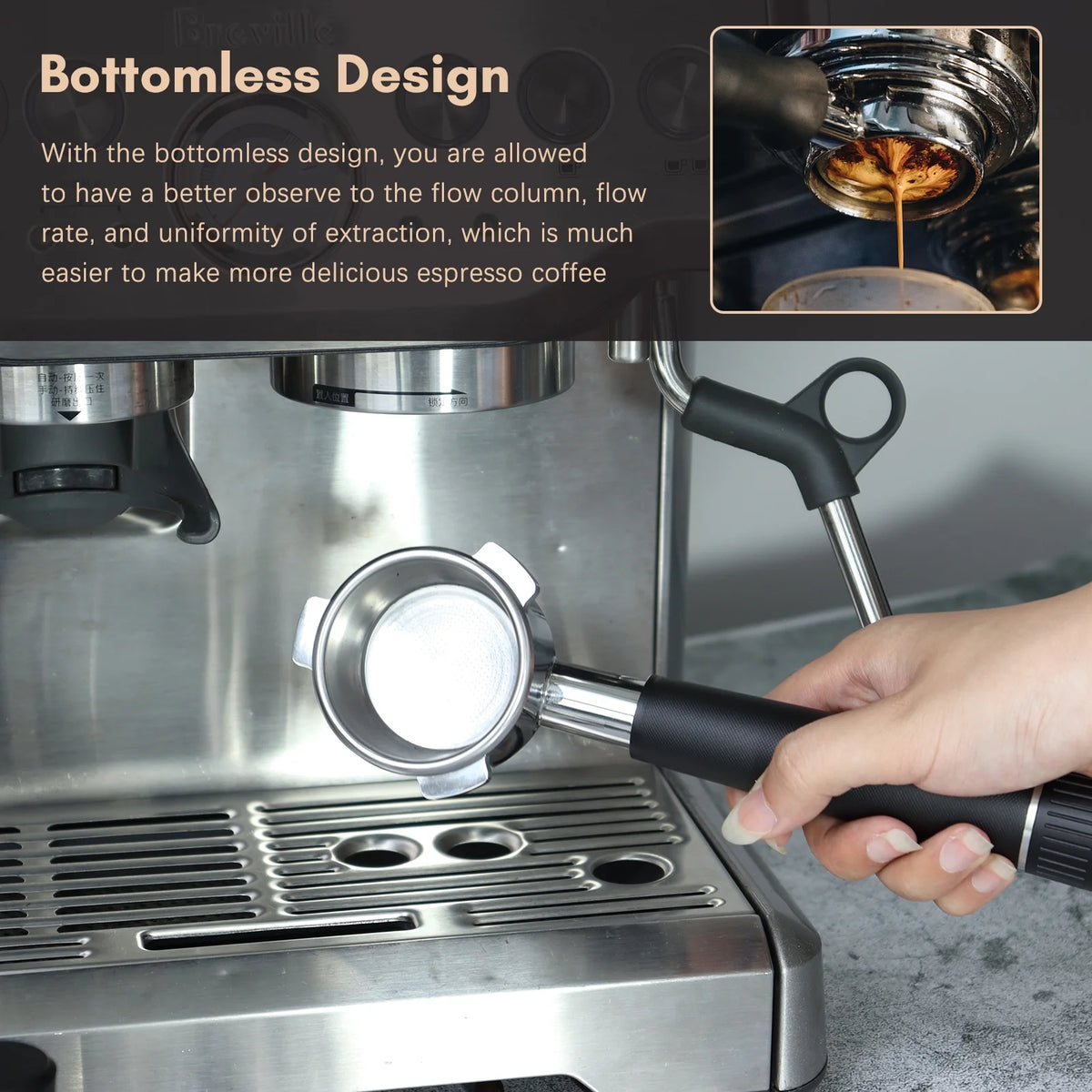 Bottomless Portafilter 54mm with Stainless Steel Head Q54200