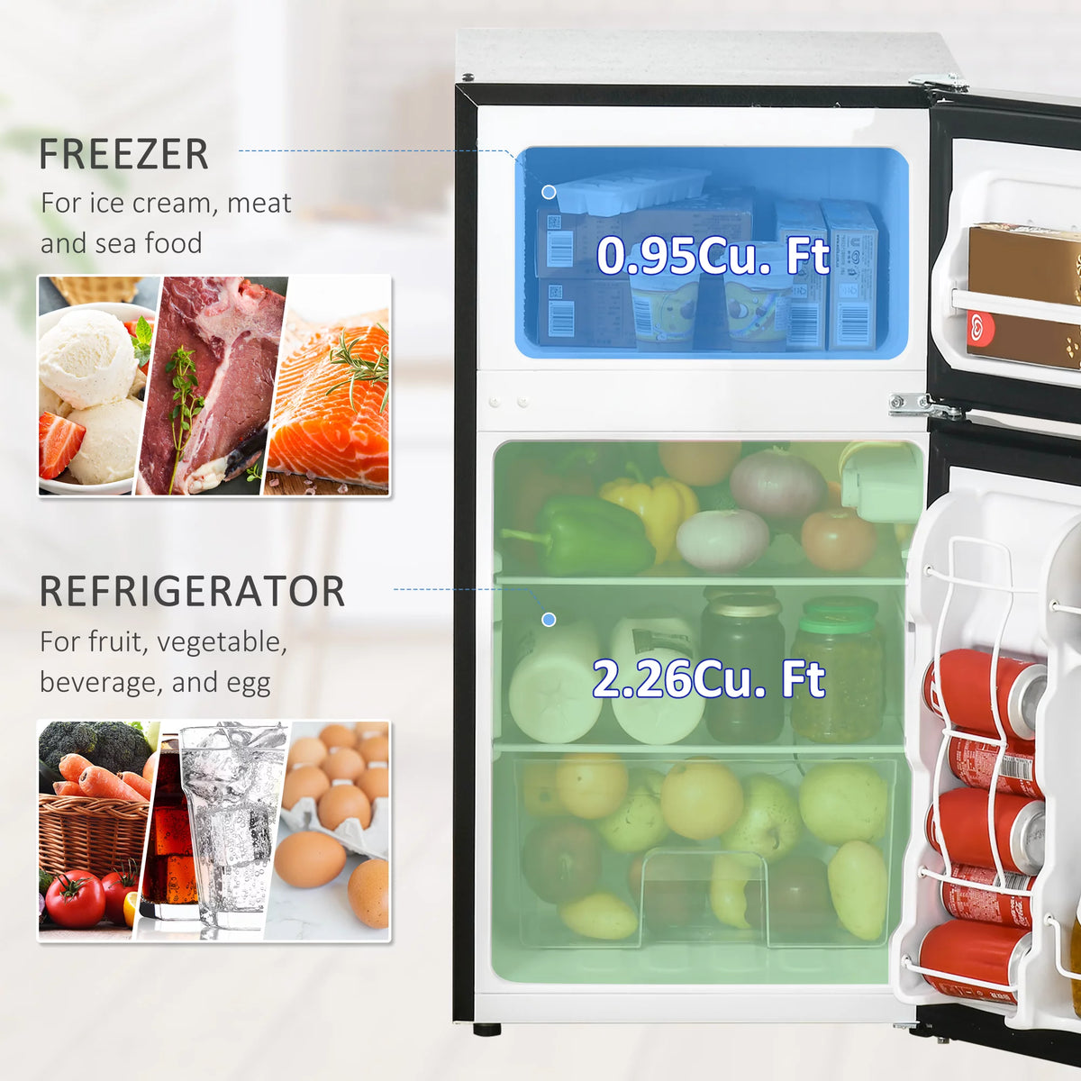 3.2 Cu.Ft Mini Fridge with Freezer P6435