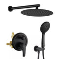 12 in. Wall Mount Dual Shower Heads with Valve in Matte Black W286347