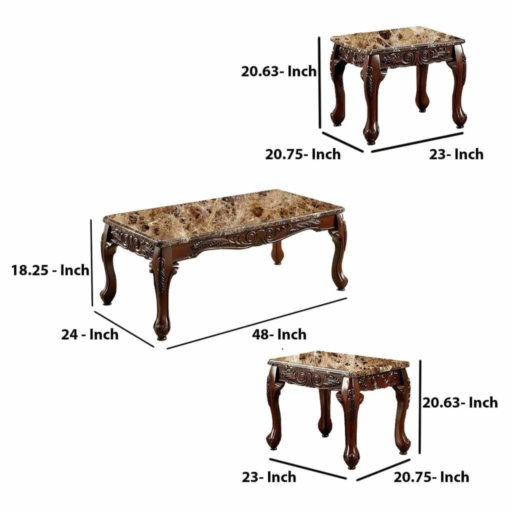 3 Piece Table Set, Dark Oak O2434