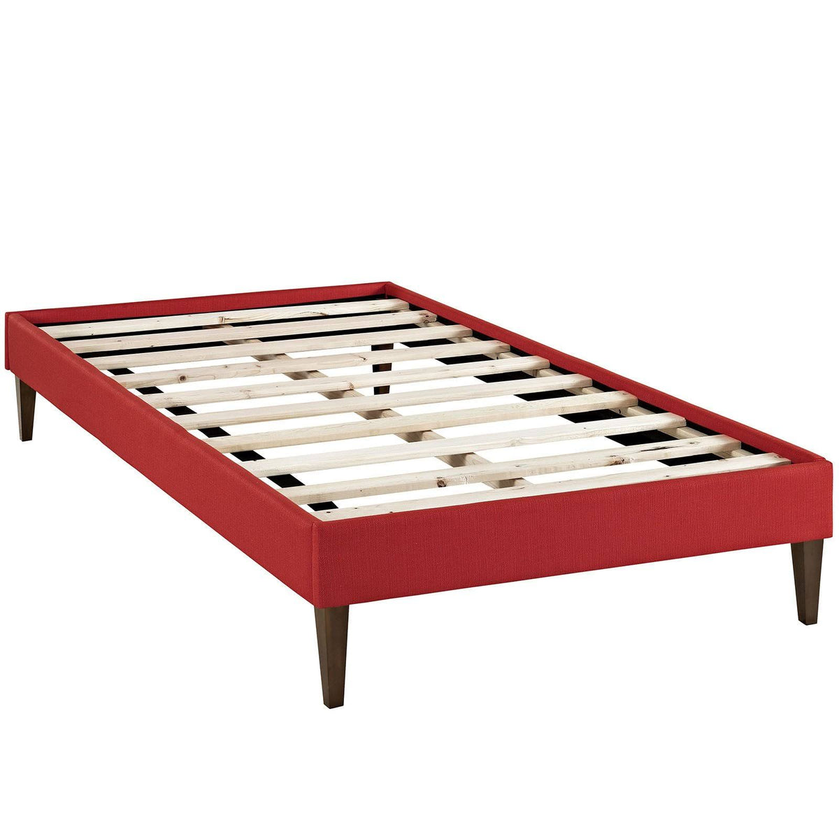 Twin Fabric Bed Frame with Squared Tapered Legs, Light Gray G101