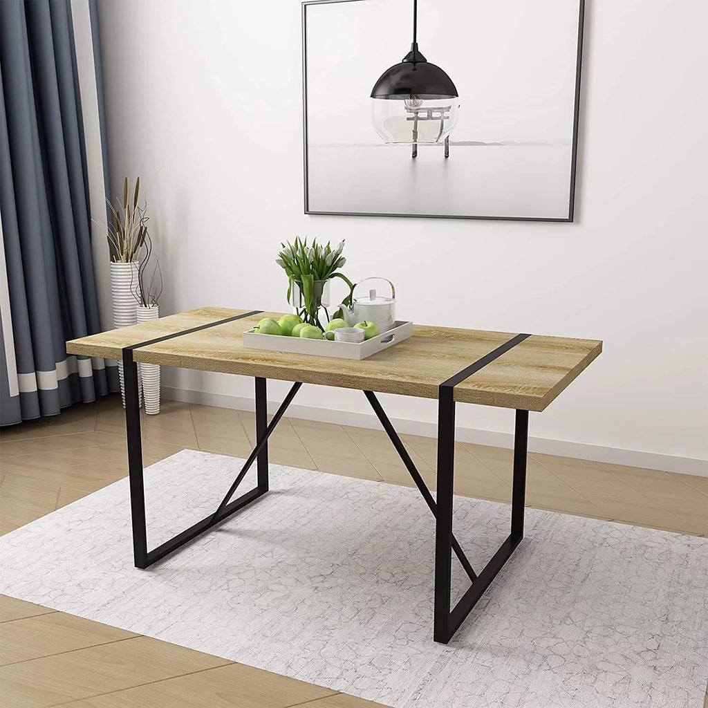 63 Inch Rectangular Wood and Metal Dining Table L797949