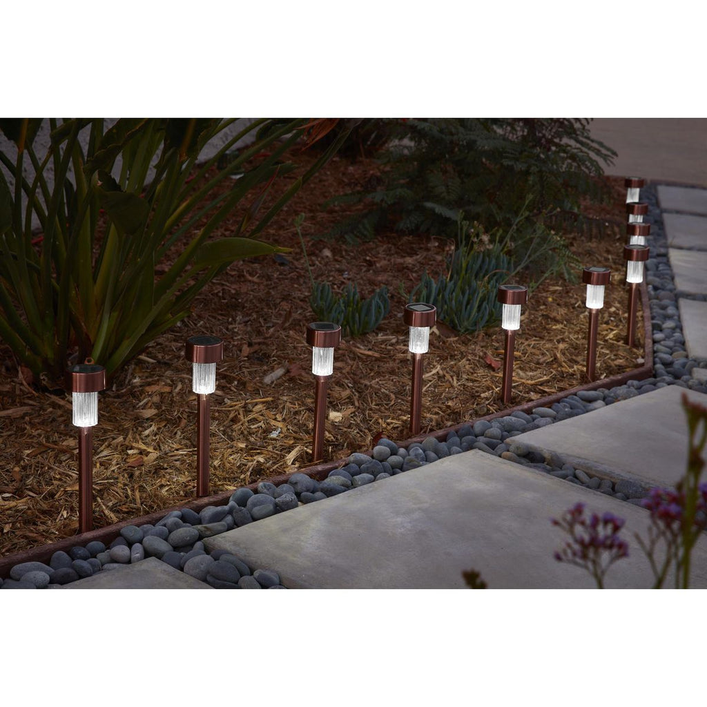 10 in. Solar LED Copper Finish Pathway Lights, 10-Pack N60134