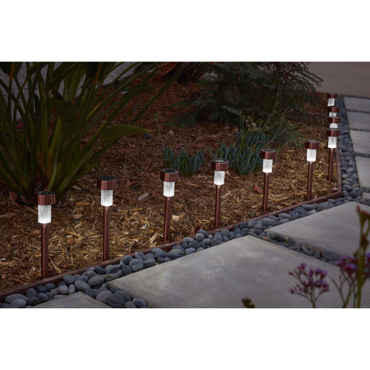 10 in. Solar LED Copper Finish Pathway Lights, 10-Pack N60134