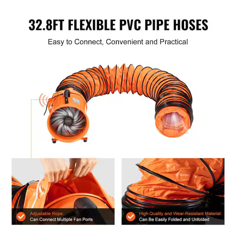 Orange 10 in. Heavy Duty Blower Fan with 33 ft. Duct Hose M78845