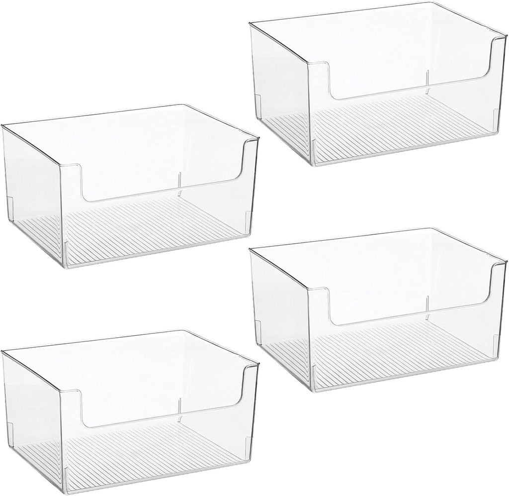 Clear Stackable Plastic Open Front Storage Organizer Bin, 4 Pack K152212