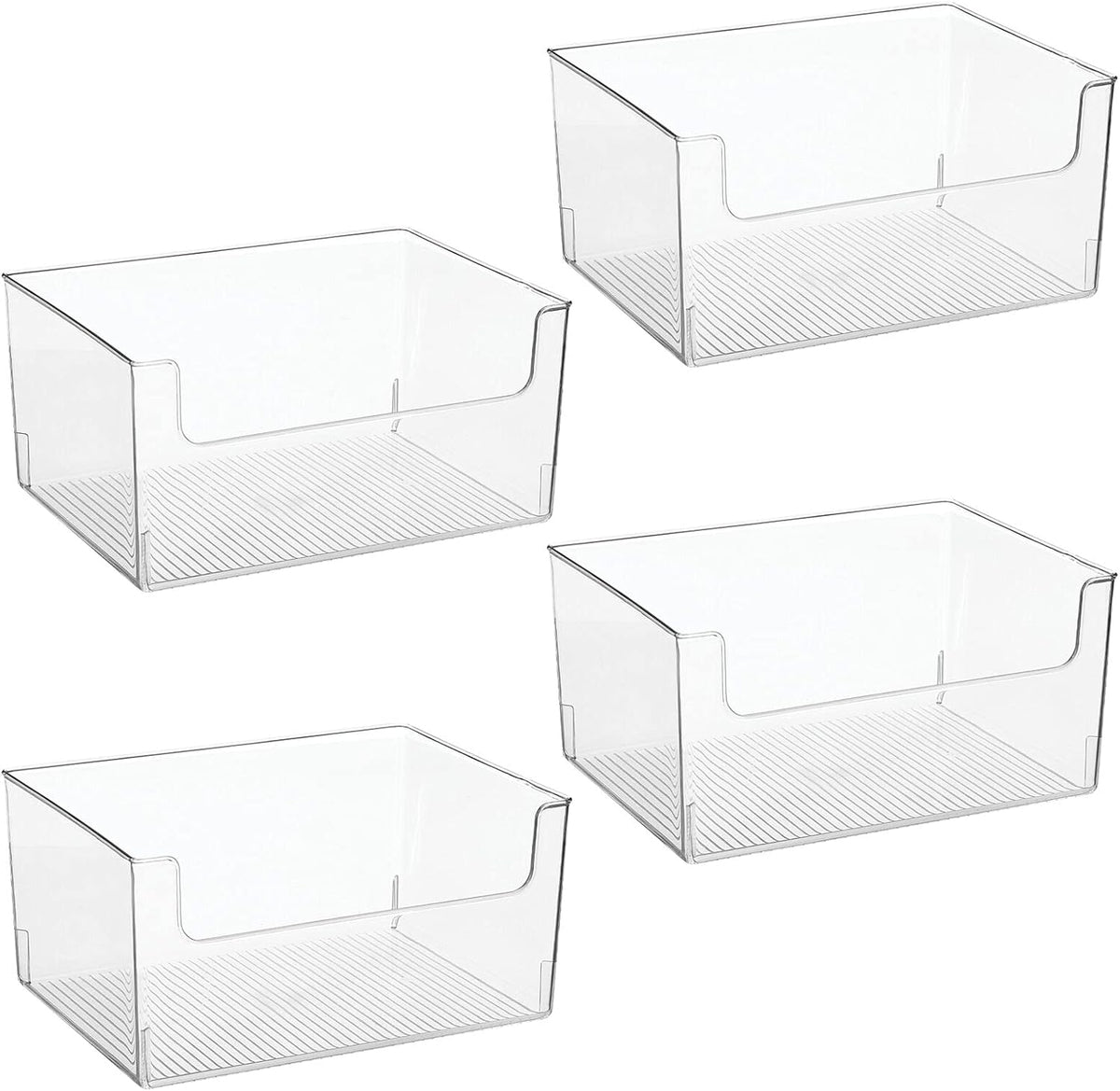 Clear Stackable Plastic Open Front Storage Organizer Bin, 4 Pack K152212