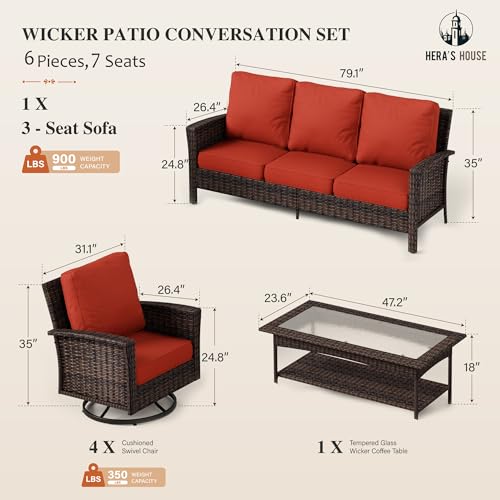 Beige 4 Piece Wicker Patio Furniture Set with Swivel Chairs A21867