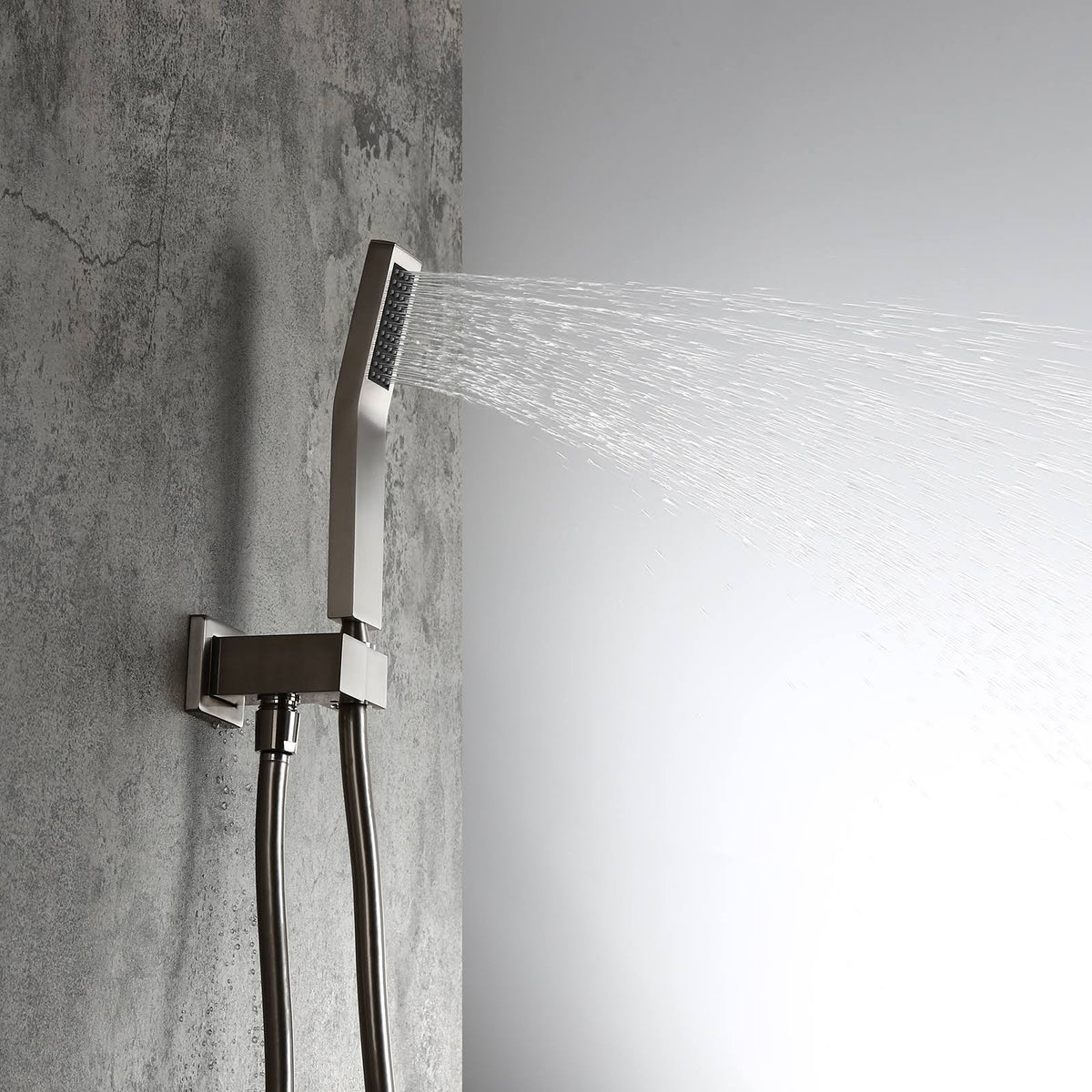 Brushed Nickel 10x22 Shower Set Rainfall Shower Head Handheld Spray C1577