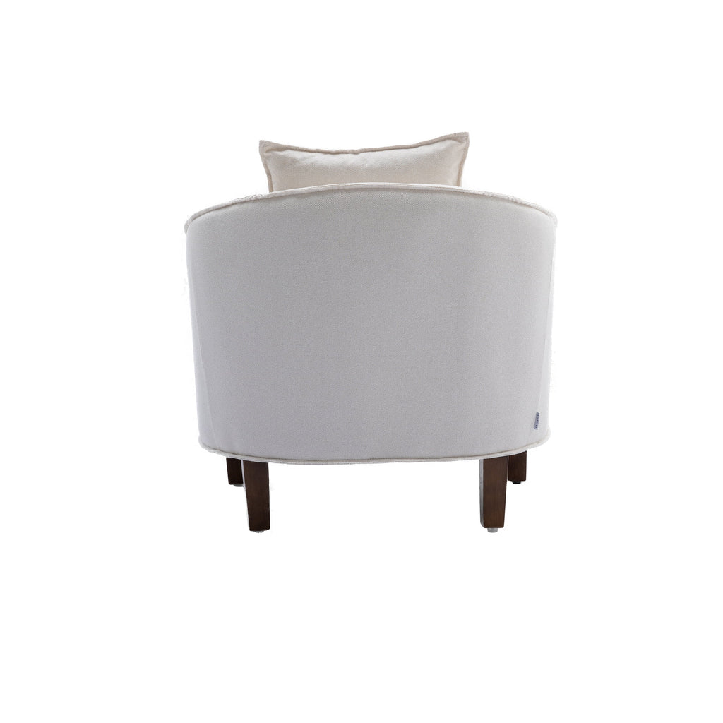 Beige Linen Upholstered Accent Chair with Ottoman R922