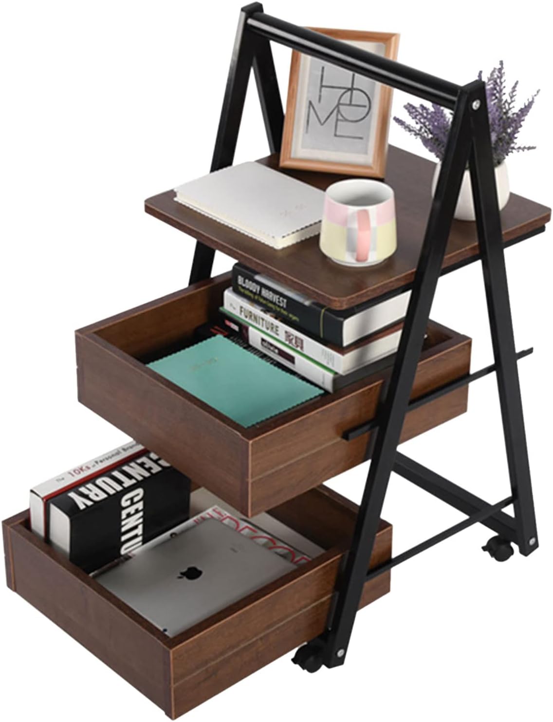 White 2 Drawer LED Nightstand F720558