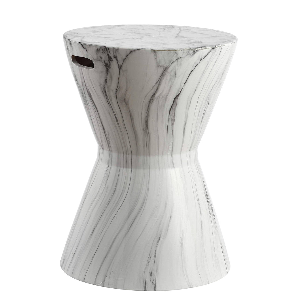White Marble Finish Ceramic Garden Stool R68463