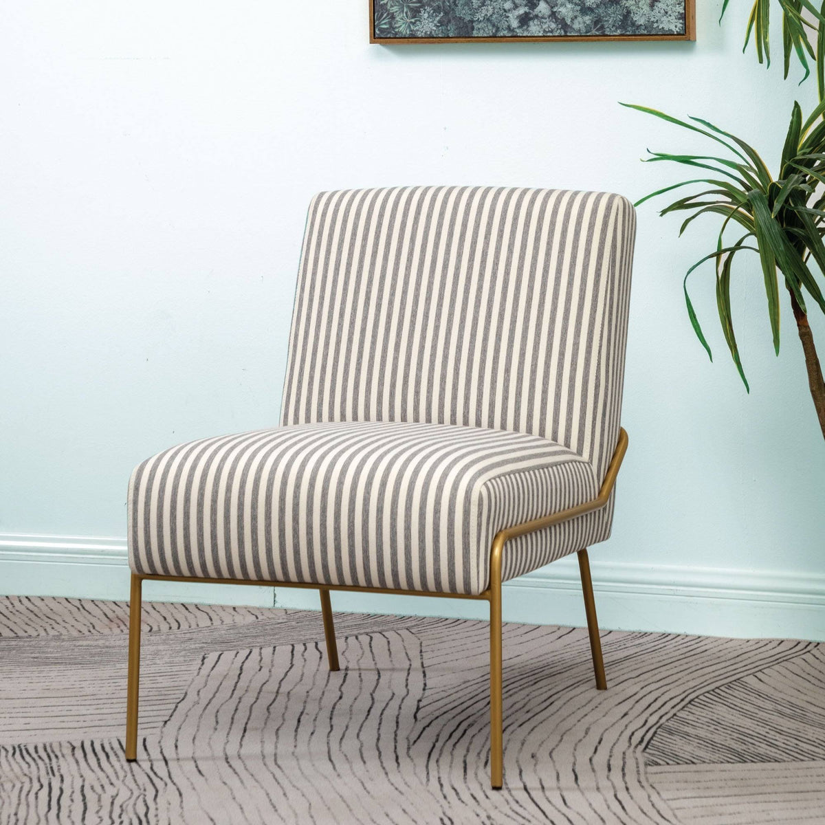 Walnut Faux Leather Armless Accent Chair S410