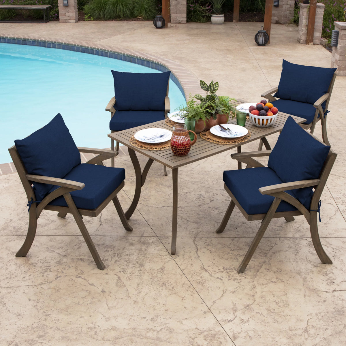 Sapphire Blue Outdoor Dining Chair Cushion Set 21 x 21 J403796