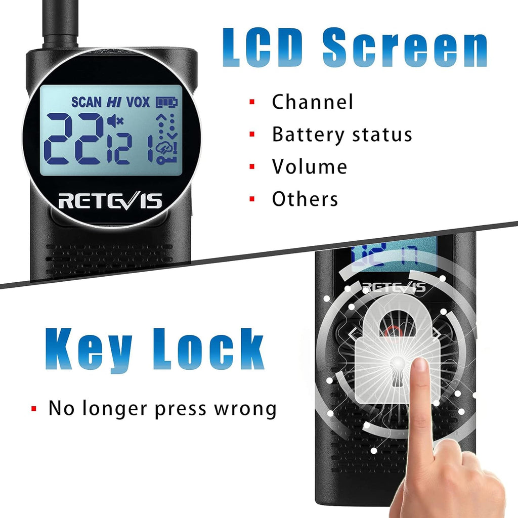 4 Pack Rechargeable Two Way Radio with Screen O61127