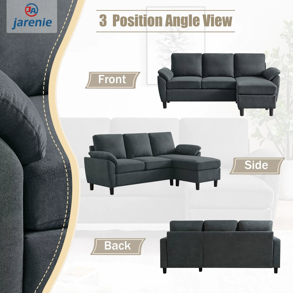 Modern Fabric L-Shaped Sectional Sofa with Ottoman J649957