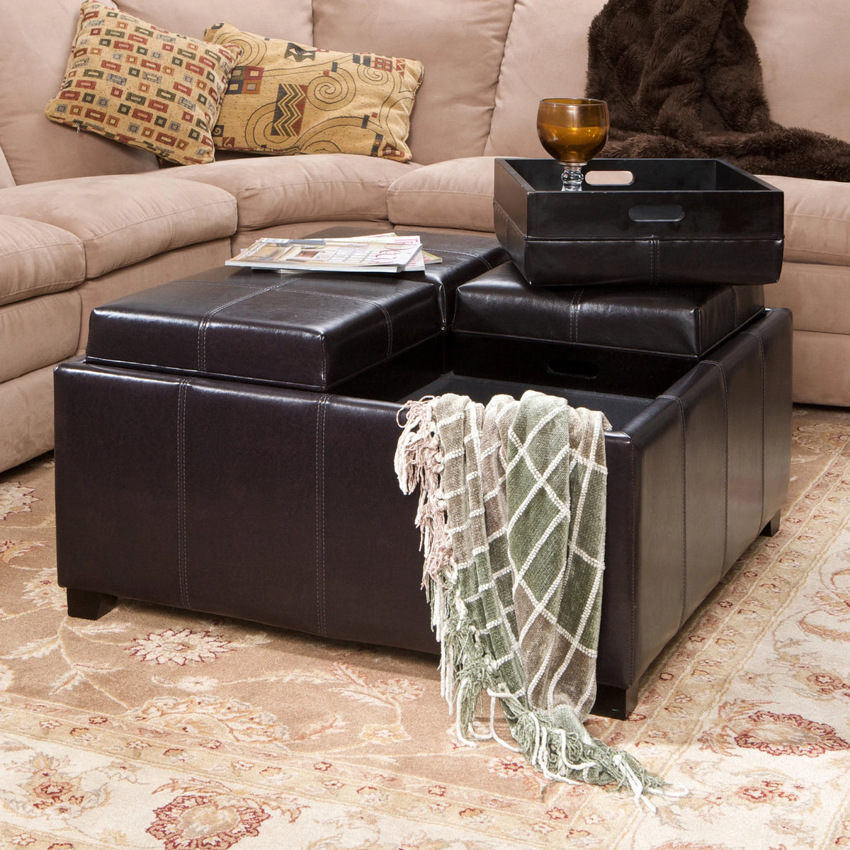Bonded Leather Storage Ottoman S975