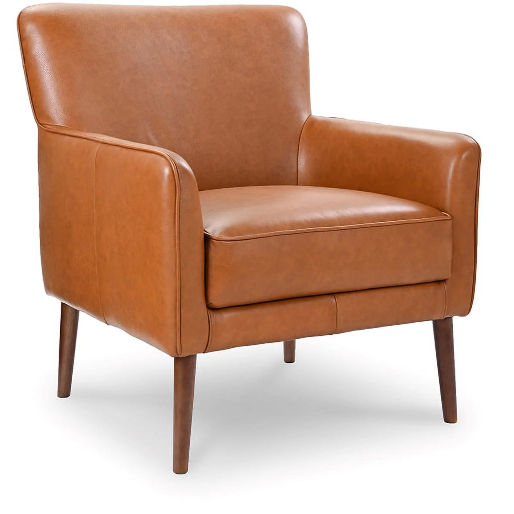 Tan Leather Tufted Accent Armchair Y2390