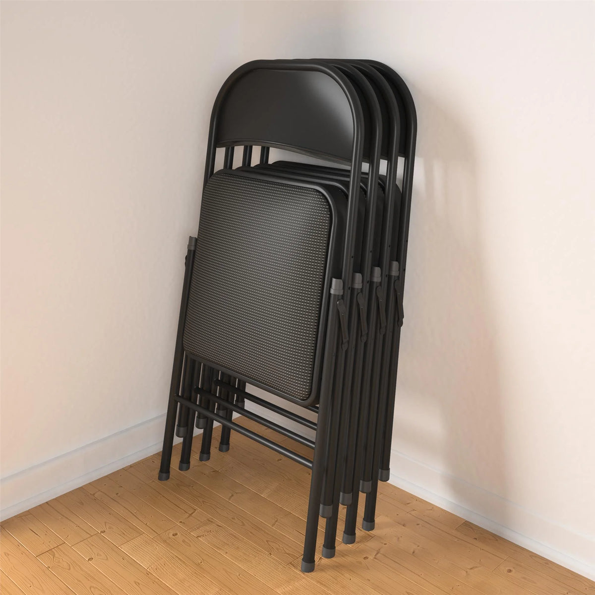 Black Fabric Padded Folding Chair 4 Count P192774