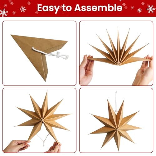 9-Pointed Christmas Paper Star Lanterns 12 Inch White F57491
