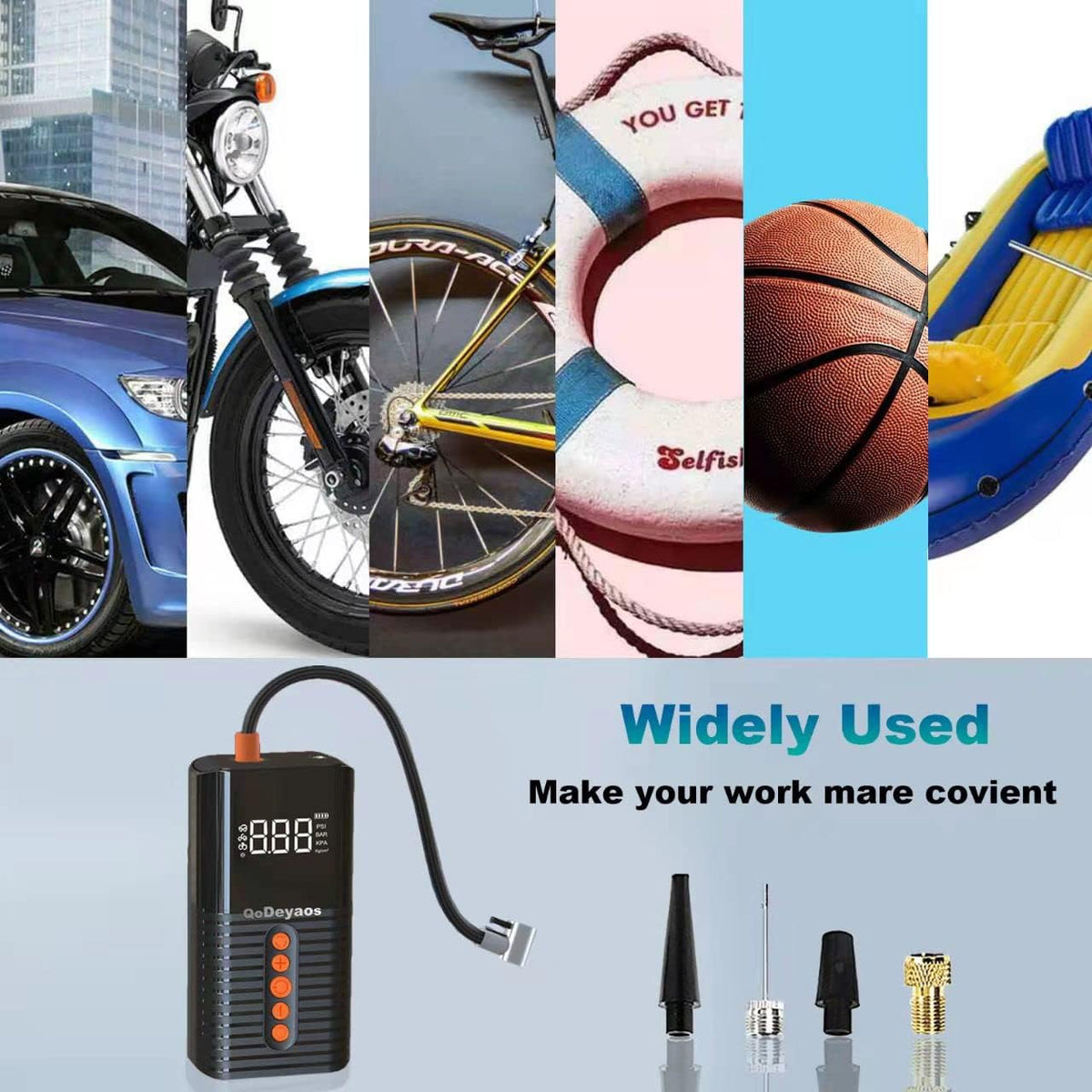 Cordless Tire Inflator with 6000mAh Battery, 150PSI, LED Light, Pack of 2 B966400