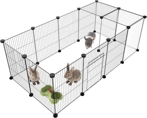 Small Animals Cage DIY Wire Portable Yard Fence with Door 48" x 24" x 16" P3824