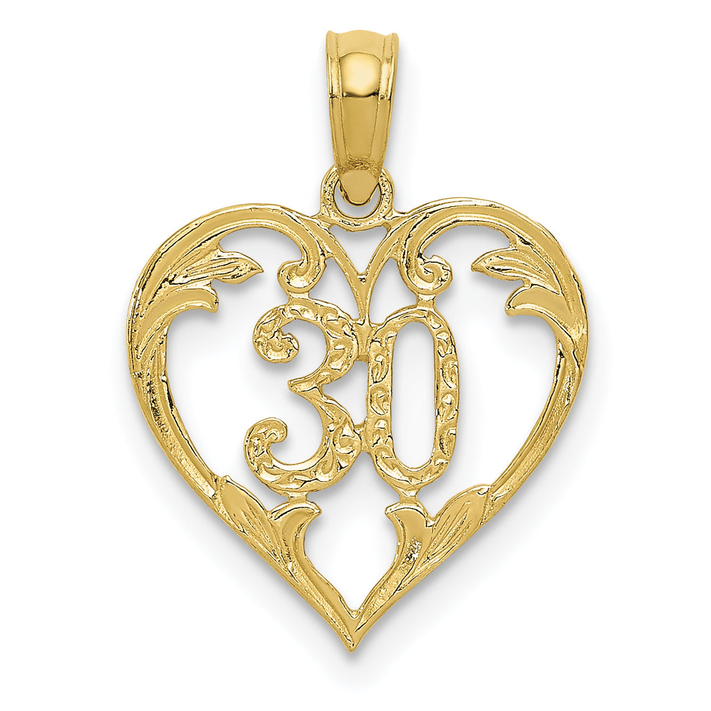 10K Yellow Gold 30 in Heart Cut-out Pendant H602