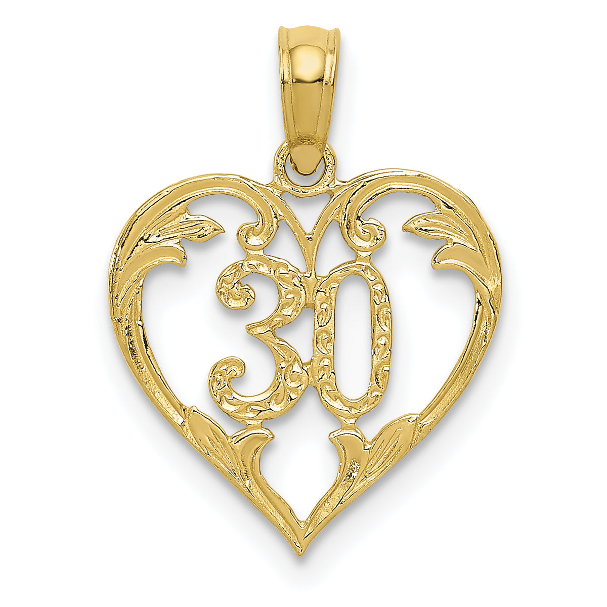 10K Yellow Gold 30 in Heart Cut-out Pendant H602