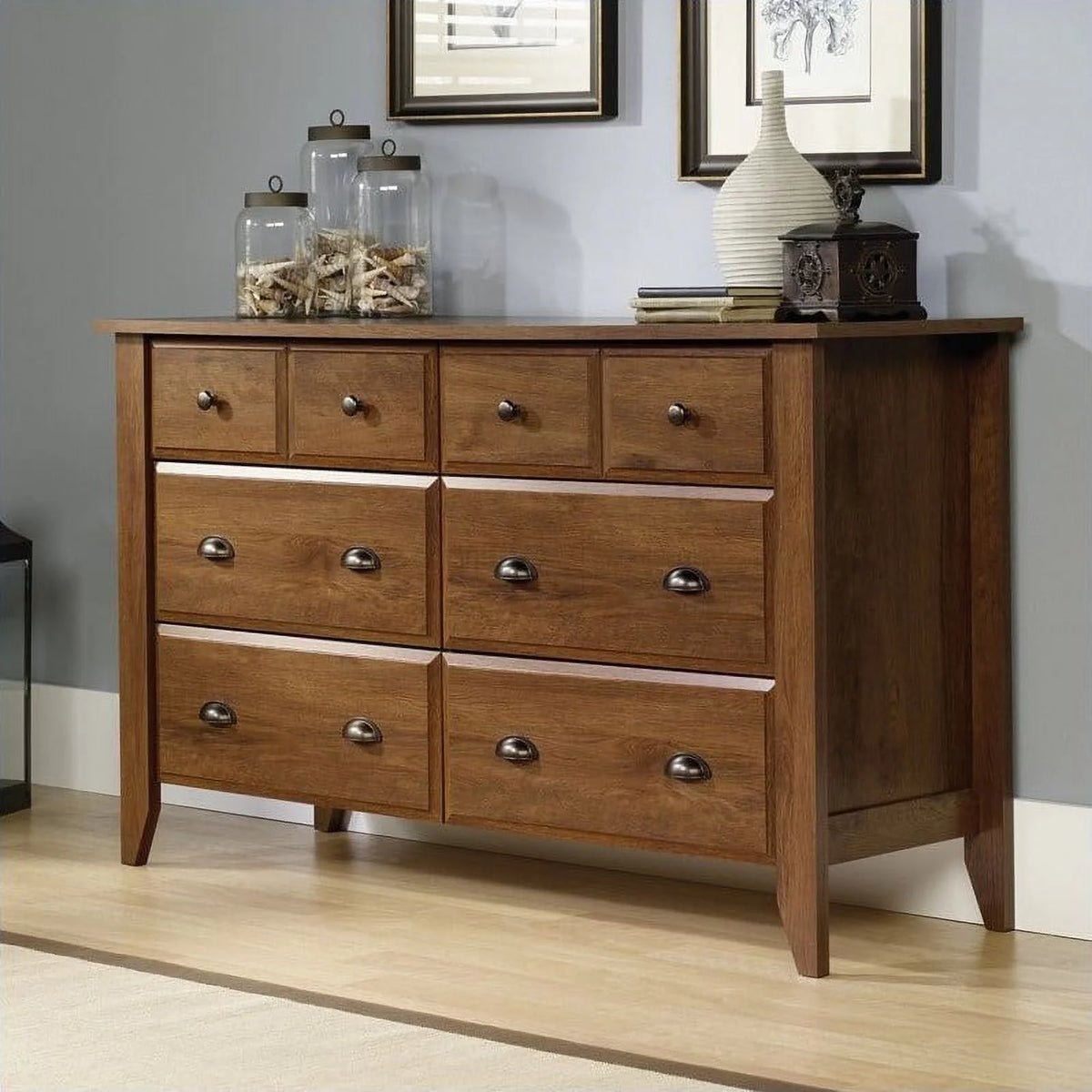 Solid Wood 6 Drawer Double Bedroom Oiled Oak V136