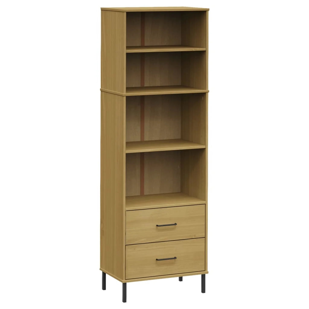 Pine Wood Bookcase with 2 Drawers and 4 Compartments L33644