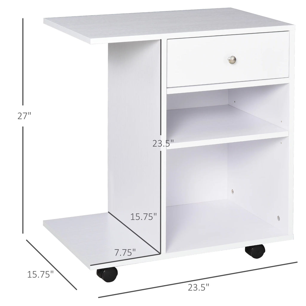 Printer Table Desk with Wheels and Adjustable Shelf E6508