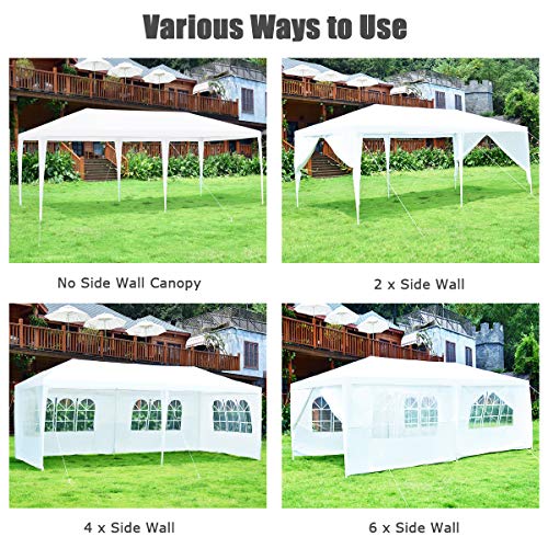 10'x20' White Canopy Tent with 6 Removable Sidewalls Q779