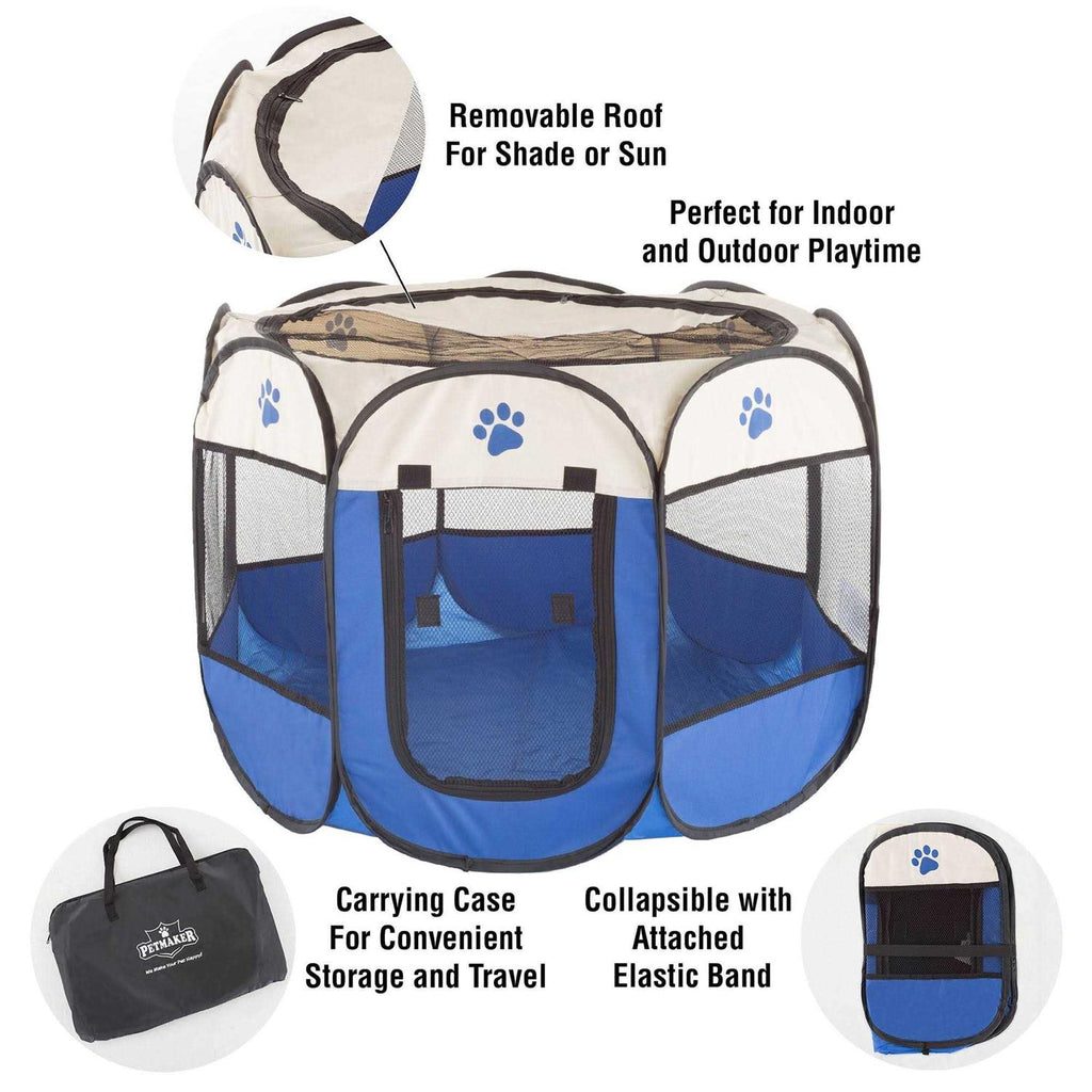 Pop-Up Pet Playpen with Carrying Case Blue L378