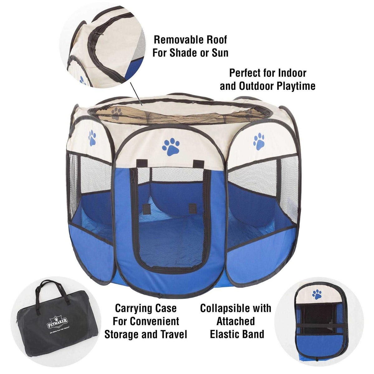 Pop-Up Pet Playpen with Carrying Case Blue L378