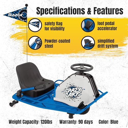 Blue 12 MPH Drifting Cart with 40 Min Ride Time O72385