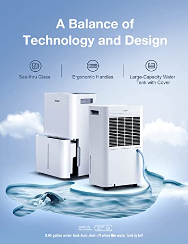 Dehumidifier with Auto or Manual Drainage, 36 db Noise Reducing, 3 Operation Modes O23159
