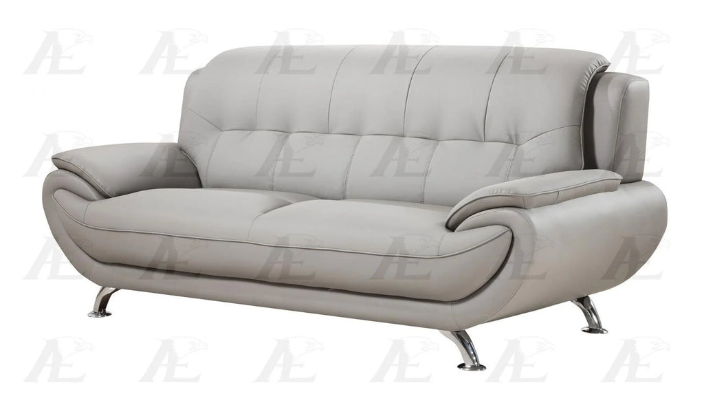 Gray Faux Leather Sofa and Loveseat Set 2Pcs Q93766
