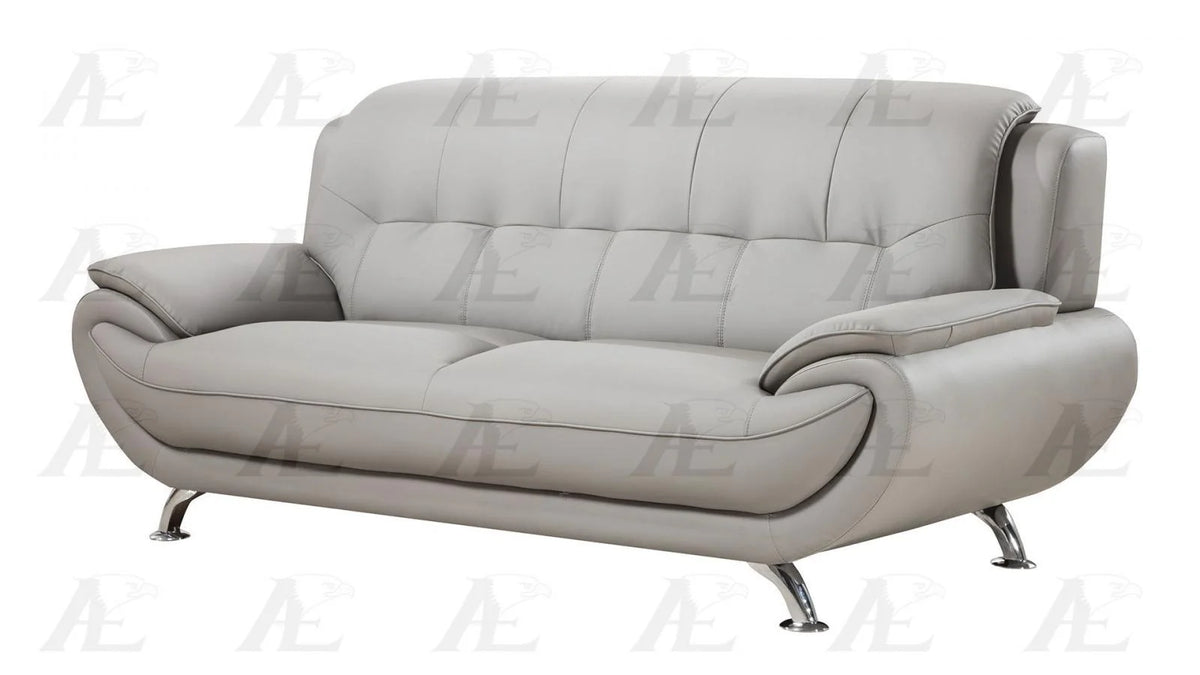 Gray Faux Leather Sofa and Loveseat Set 2Pcs Q93766