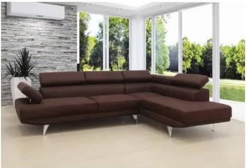 Brown Linen Fabric Sectional Sofa with Chaise N868178
