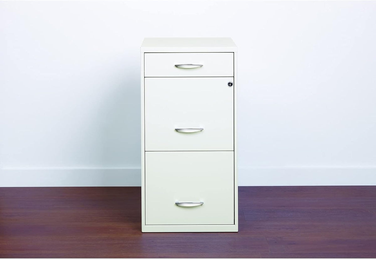 18 Deep 3 Drawer Steel File Cabinet in White Y36033