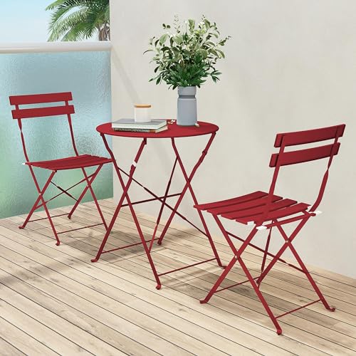 Red 3 Piece Folding Patio Bistro Set G754414