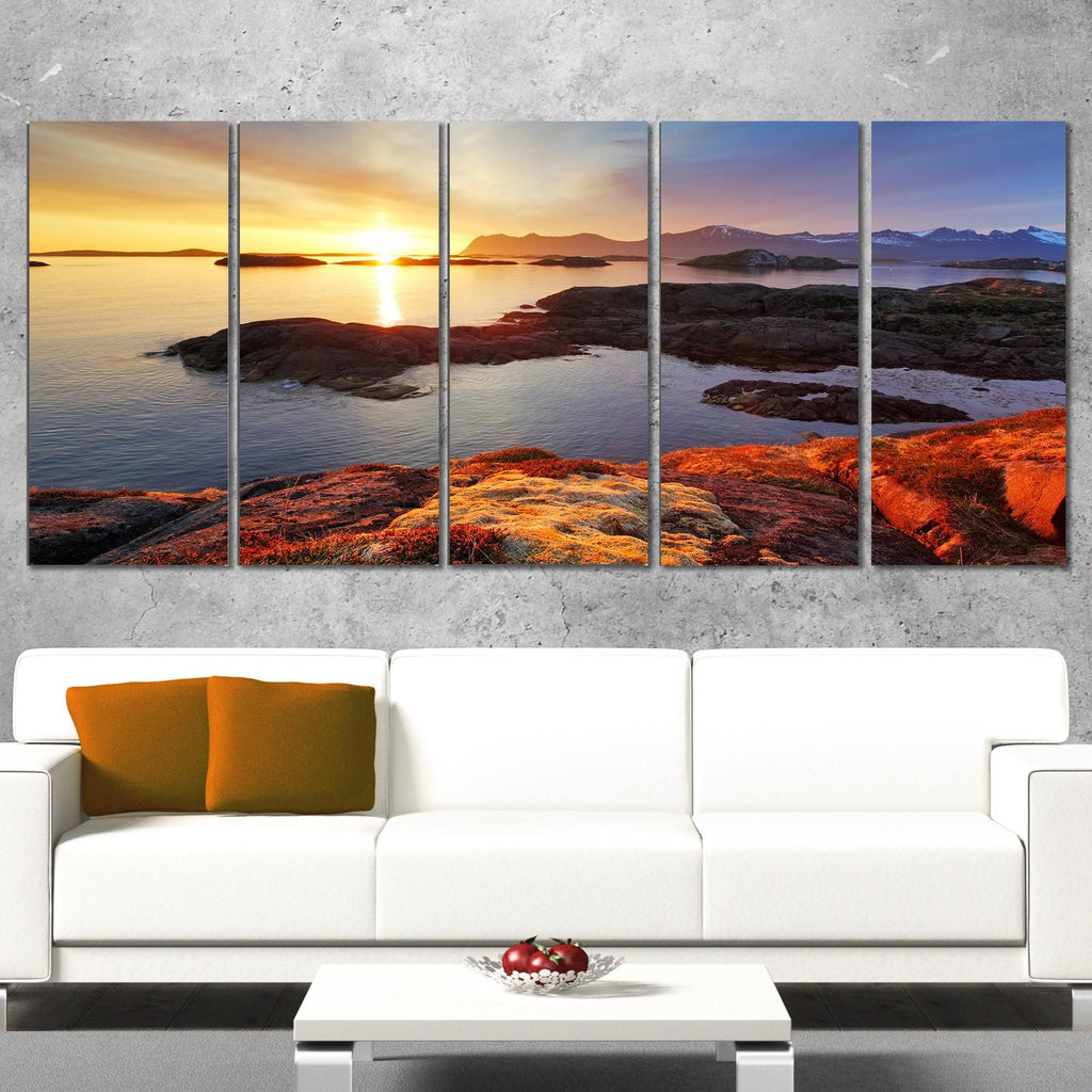 Ocean Coast Sunset in Norway Canvas Artwork Print F61965
