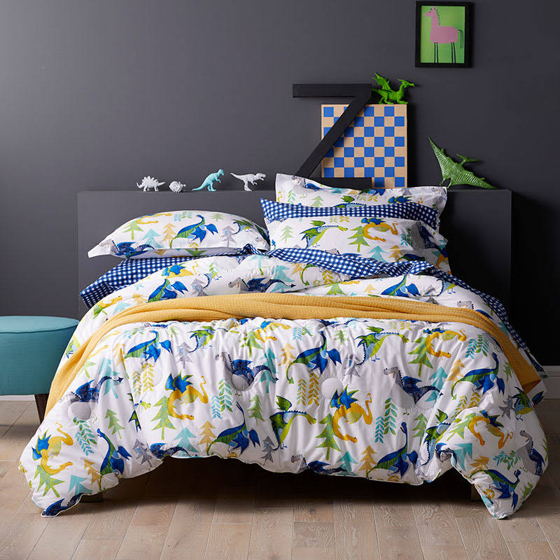 Organic Cotton Percale Comforter - Multi - Gray, Size FQ C793865