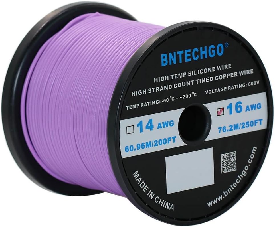 16 Gauge Silicone Wire Spool 500 ft Black Flexible 16 AWG Stranded Tinned Copper Wire E42993