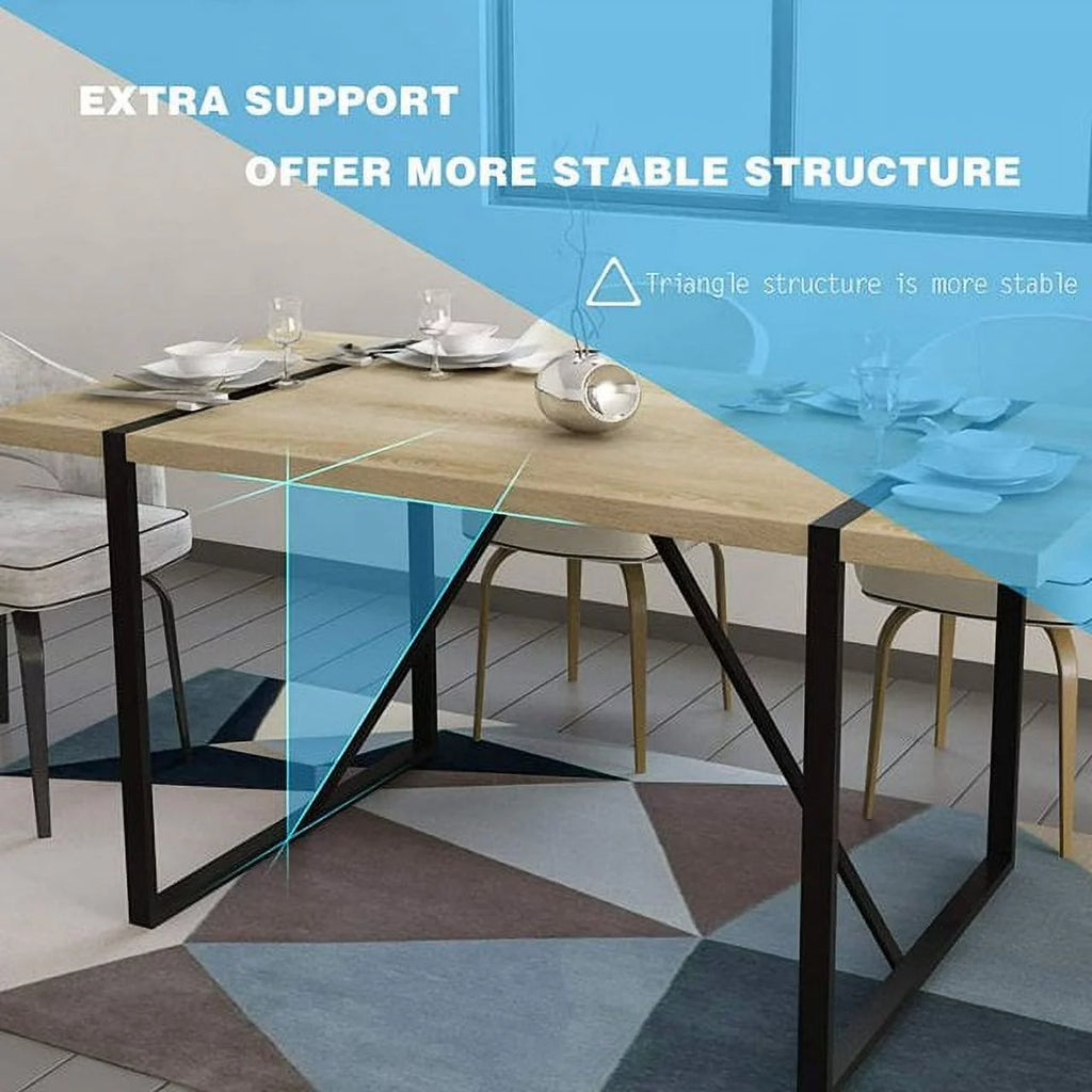 63 Inch Rectangular Wood and Metal Dining Table L797949